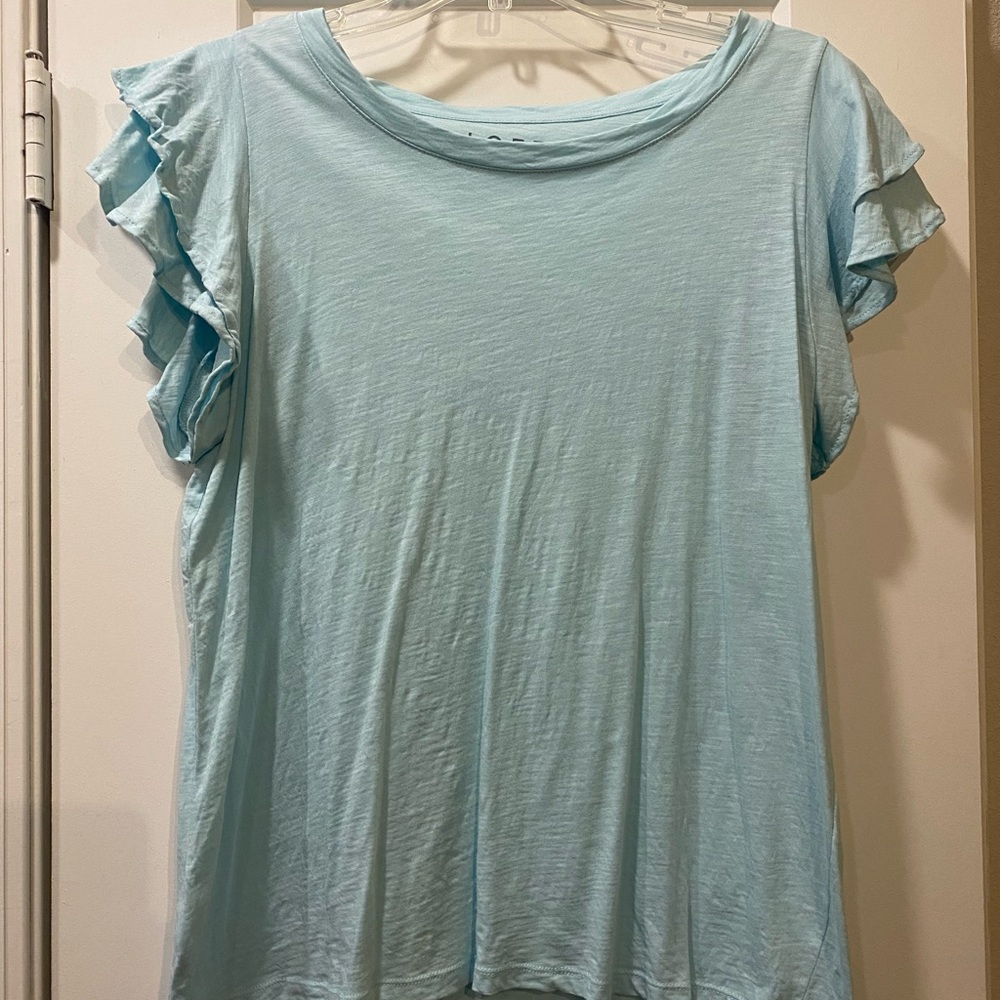 Light Blue Women's Ruffle Sleeve Top